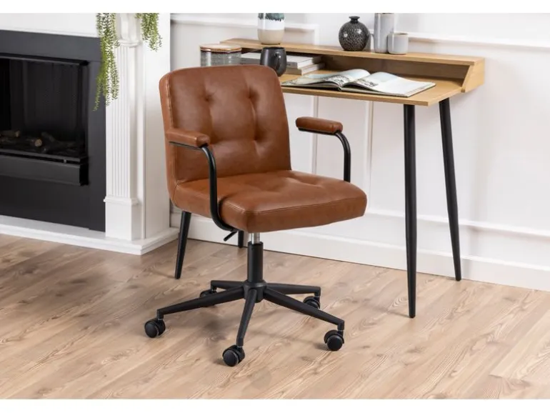 AC Design Bürostuhl Cosmo, mit Polsterrücken und Armlehnen, Cognac