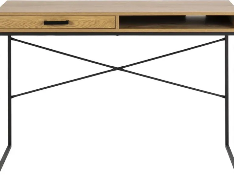 AC Design Tisch Seaford, Schwarz matt / Wildeiche matt