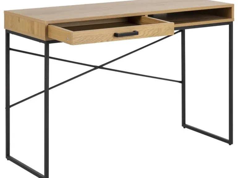 AC Design Tisch Seaford, Schwarz matt / Wildeiche matt