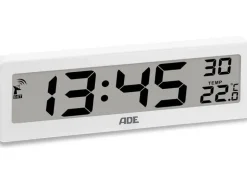ADE Funkuhr DCF mit XXL-Ziffern digital Weiss