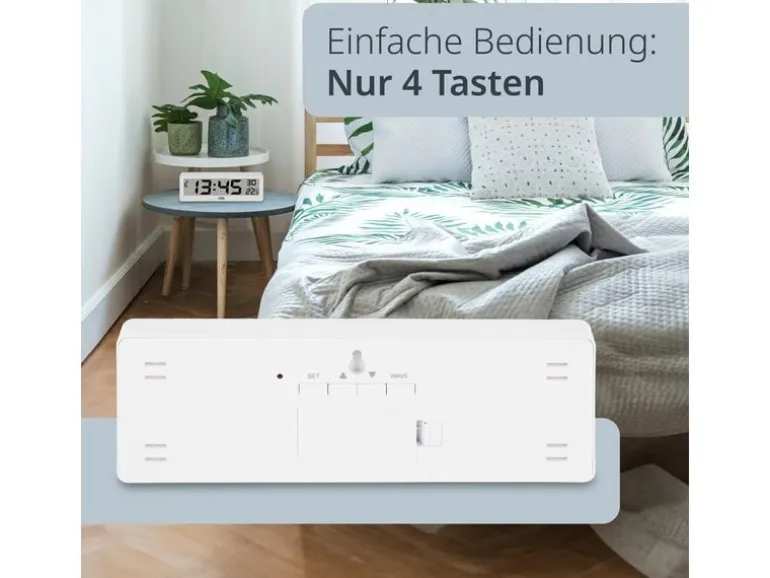 ADE Funkuhr DCF mit XXL-Ziffern digital Weiss