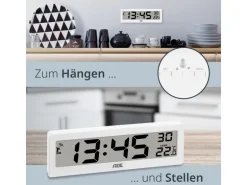 ADE Funkuhr DCF mit XXL-Ziffern digital Weiss
