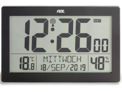 ADE Funk-Wanduhr XL, Schwarz
