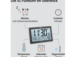 ADE Funk-Wanduhr XL, Schwarz
