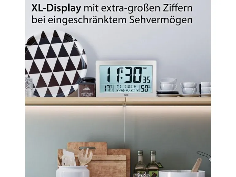 ADE Funk-Wanduhr XL, Silber