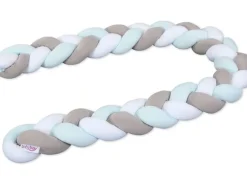 babybay Nestschlange geflochten Weiss/Beige/Aqua 200 cm