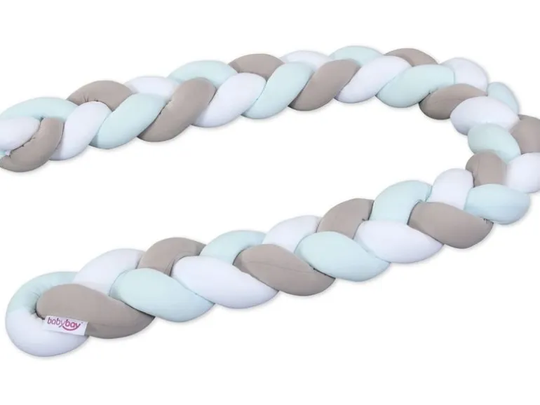 babybay Nestschlange geflochten Weiss/Beige/Aqua 200 cm
