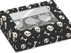 BackshopSchweiz Cupcake Box 6 Halloween Totenkopf 2 Stück, Schwarz