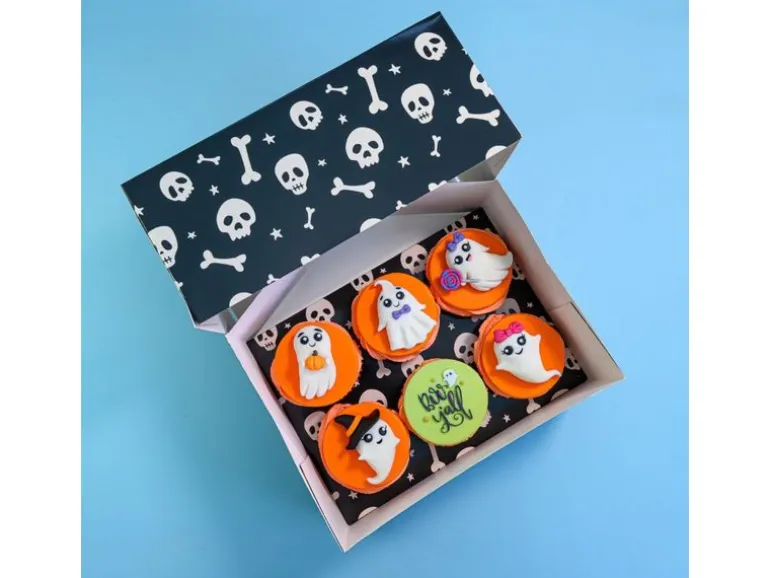 BackshopSchweiz Cupcake Box 6 Halloween Totenkopf 2 Stück, Schwarz