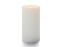 balthasar LED Zylinderkerze Rillen, Weiss