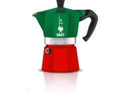 Bialetti Espressokocher Moka Express Italia 3 Tassen, Rot/Grün