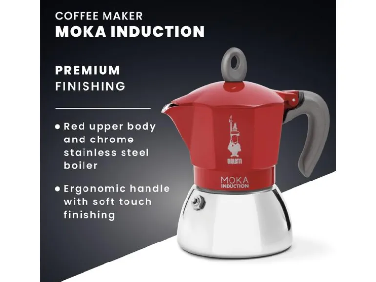 Bialetti Espressokocher New Moka Induktion 4 Tassen, Rot