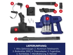 CLEANmaxx Akku-Hand- und Stielsauger Zyklon, Blau/Silber