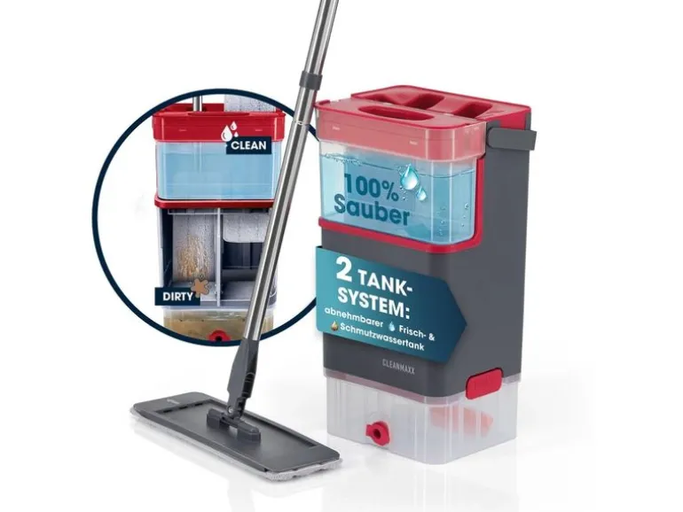 CLEANmaxx Komfort-Mopp, 7 l, Grau / Rot