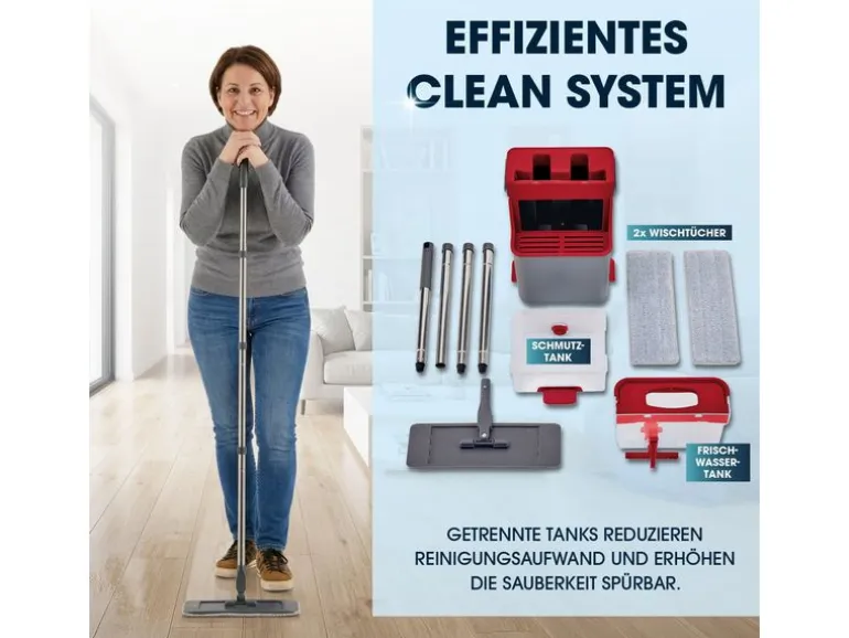 CLEANmaxx Komfort-Mopp, 7 l, Grau / Rot