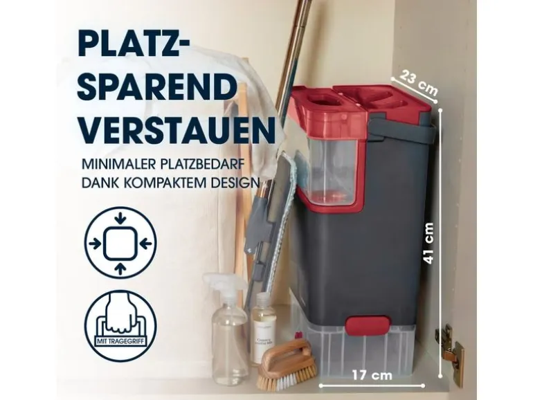 CLEANmaxx Komfort-Mopp, 7 l, Grau / Rot