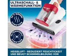 CLEANmaxx Milben-Handstaubsauger 400W, Weiss/Rot + CH-Stecker