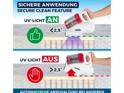 CLEANmaxx Milben-Handstaubsauger 400W, Weiss/Rot + CH-Stecker