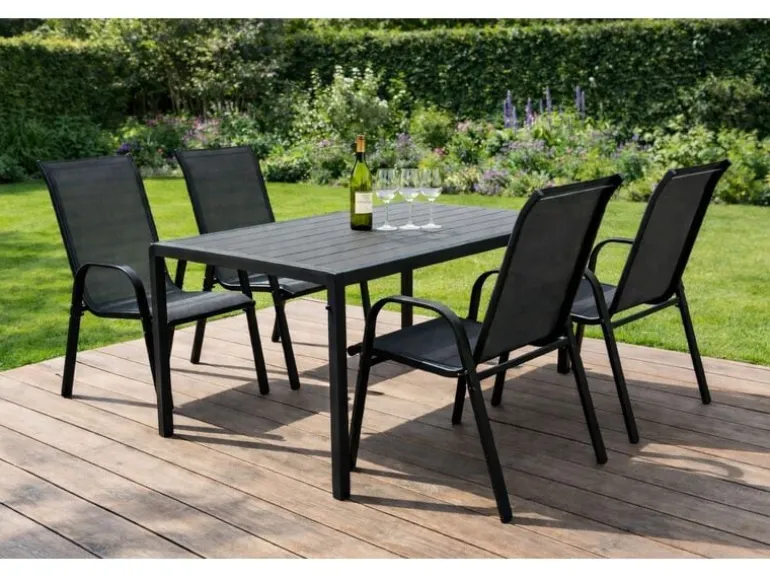 COCON Gartentisch Alice, 150 x 90 x 74 cm, Schwarz/Grau