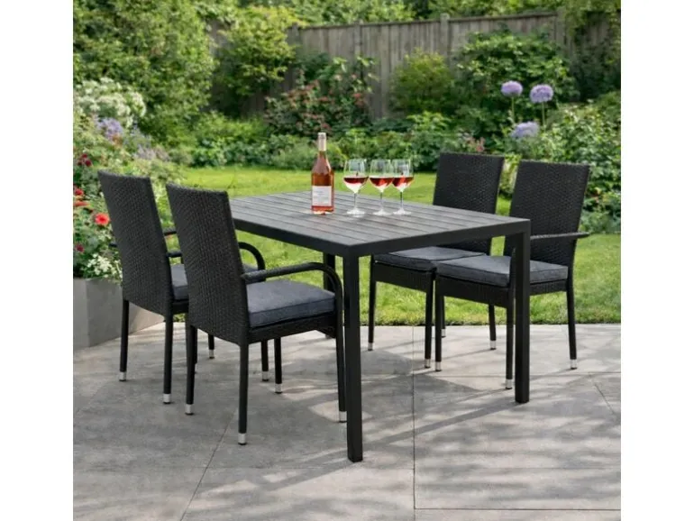 COCON Gartentisch Alice, 150 x 90 x 74 cm, Schwarz/Grau