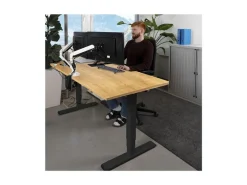 Contini höhenverstellbarer Bürotisch 2.0 x 0.9 m Eiche, Schwarz