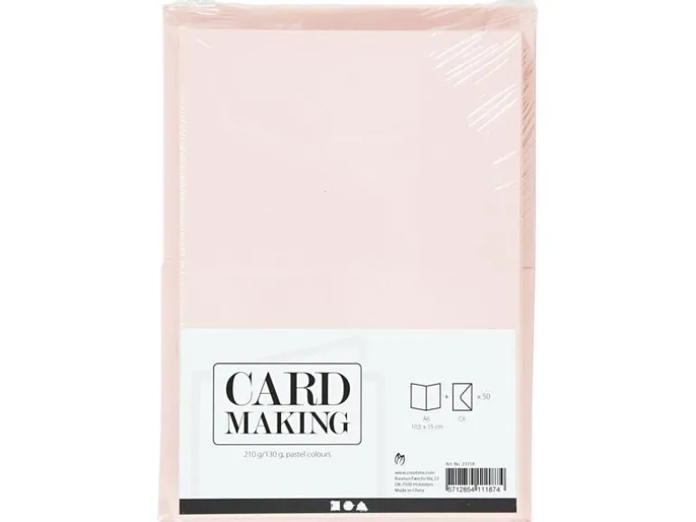 Creativ Company Blankokarte und Couvert 10.5 x 15 cm, 50 Stück, Pastell