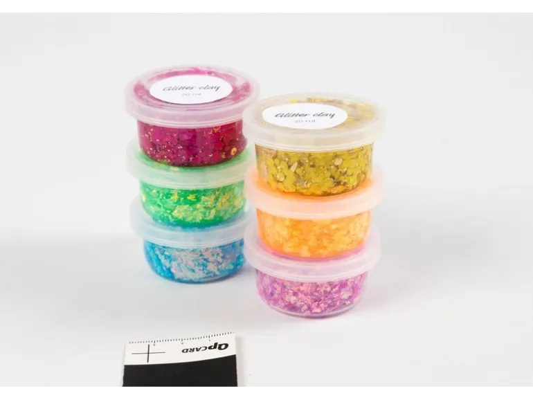Creativ Company Modelliermasse Glitter Clay 6 x 20 ml, Sortierte Farben