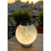 Dameco LED Solar Laterne aus Glas, Weiss