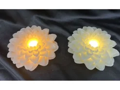 Dameco LED Wachskerze Rose Blüte 2er Set rosa und türkis grün