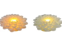 Dameco LED Wachskerze Rose Blüte 2er Set rosa und türkis grün