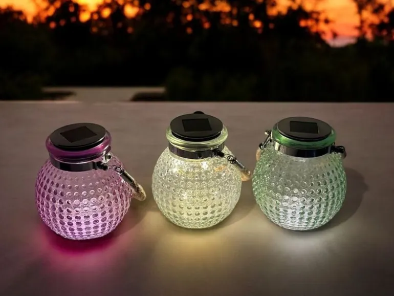 Dameco Windlicht Solar Glas 3er Set