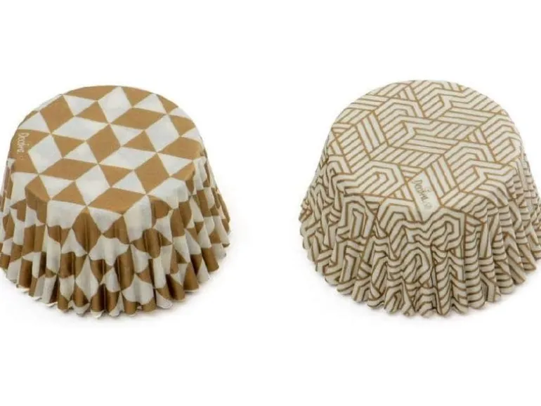 Decora Muffinförmchen Papier Rund Gold Geometrisch 36 Stück