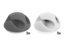Delock Kabelhalter 6 mm, 2x3 Stück, weiss, grau, 2 Durchführungen