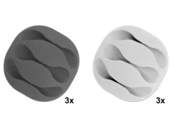 Delock Kabelhalter 5 mm, 2x3 Stück, weiss, grau, 3 Durchführungen