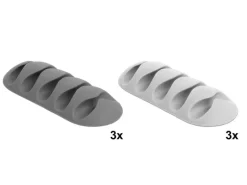 Delock Kabelhalter 2x3 Stück, weiss, grau, 5 Durchführungen 6 Stück