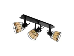 EGLO Leuchten Deckenleuchte ANWICK 1 3x E27 Schwarz/Natur
