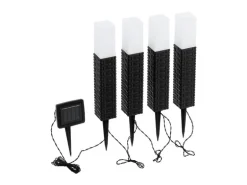 EGLO Leuchten Gartenlicht Solar Spiess Rattan, 4er Set