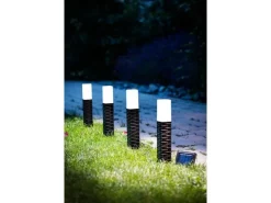 EGLO Leuchten Gartenlicht Solar Spiess Rattan, 4er Set
