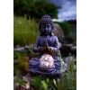 EGLO Leuchten Gartenlicht Solardekoration Buddha, 27 cm, Grau