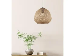 EGLO Leuchten Pendelleuchte DEMBLEBY 1x E27, Schwarz/Natur