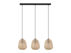 EGLO Leuchten Pendelleuchte DEMBLEBY 3x E27, Schwarz/Natur