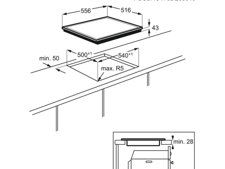Electrolux Glaskeramik-Kochfeld GK56PCN Aufliegend