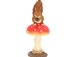 Esschert Design Fliegenpilz mit Eichhörnchen Polyresin 12 x 11.8 x 28.5 cm