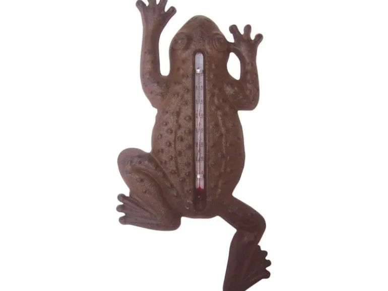 Esschert Design Gartenthermometer Gusseisen Braun Frosch-Motiv