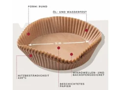 Fackelmann Backpapier Airfryer, 160 x 160 x 45 mm, 40 Stück