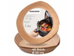 Fackelmann Backpapier Airfryer, Ø 20 cm, 40 Stück