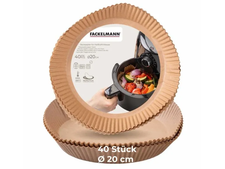 Fackelmann Backpapier Airfryer, Ø 20 cm, 40 Stück