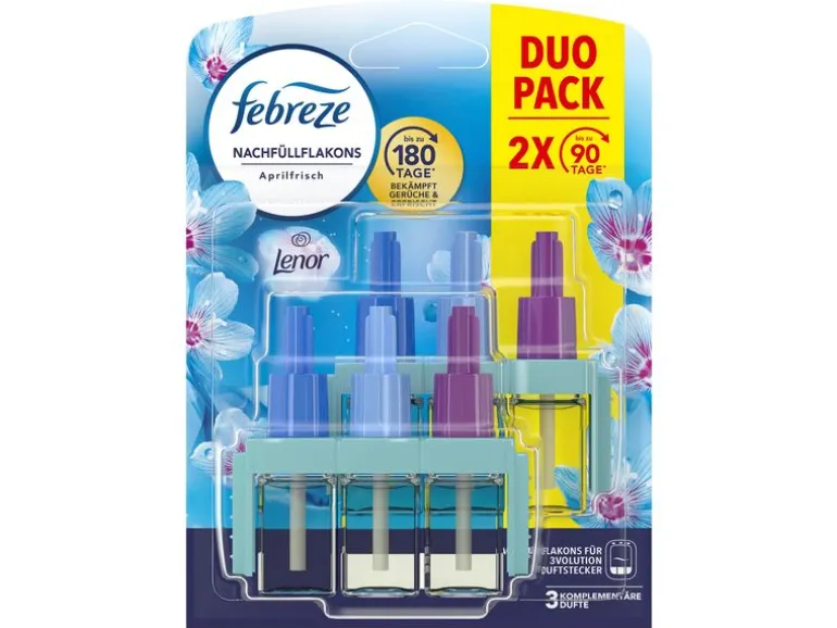 Febreze Duftstecker Nachfüllflakon 3 Volution, Lenor Aprilfrisch DUO