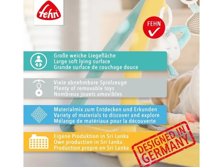 fehn 3-D-Activity-Decke Faultier, Grau/Beige