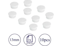 Franken Haftmagnet Magnet rund Ø 13 mm, 10 Stück, Weiss